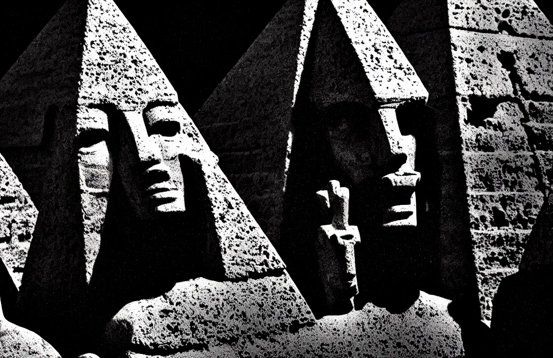 Image similar to excommunication the pyramid of figures is drawn together biblically accurate intact flawless ambrotype from 4 k criterion collection remastered cinematography gory horror film, ominous lighting, evil theme wow photo realistic postprocessing meditational visions directed by kurosawa