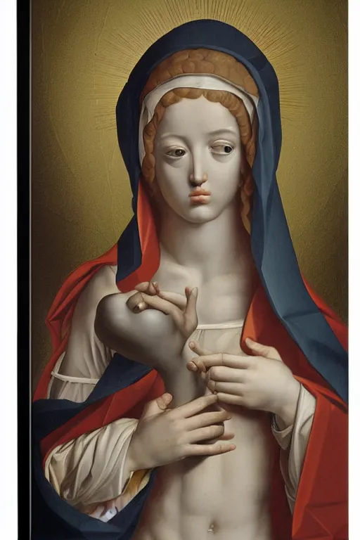 Image similar to virgin mary, cyborg, ultra detailed, Guido Reni style