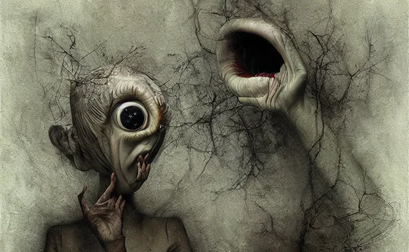 Prompt: a surreal painting a painting of a strange creature, by anja millen and anton semenov