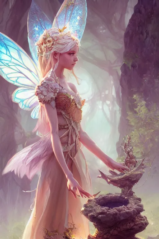 Image similar to fairy princess, highly detailed, d & d, fantasy, highly detailed, digital painting, trending on artstation, concept art, sharp focus, illustration, art by artgerm and greg rutkowski and fuji choko and viktoria gavrilenko and hoang lap