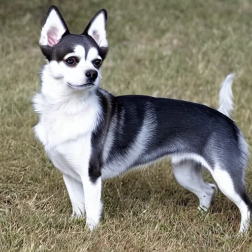 Prompt: a crossing between a chihuahua and a husky