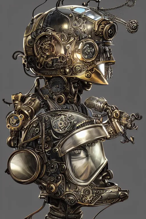 Image similar to steampunk helmet fantasy art mask robot ninja stylized digital illustration sharp focus, elegant intricate digital painting artstation concept art global illumination ray tracing advanced technology chaykin howard and campionpascale and cooke darwyn and davis jack