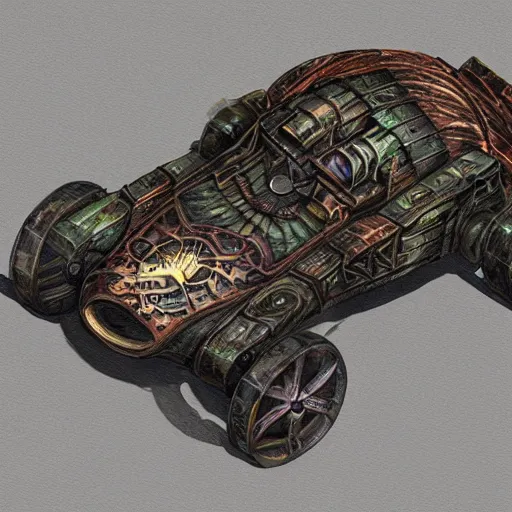 Image similar to planescape art style car concept