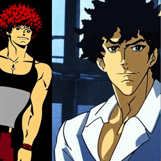 Image similar to a stance of Henry Cavill in Cowboy Bebop