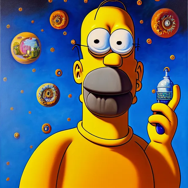 an oil on canvas portrait painting of homer simpson, | Stable Diffusion ...