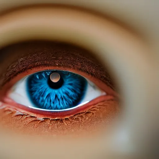Prompt: a photograph of an eye with an x in the pupil