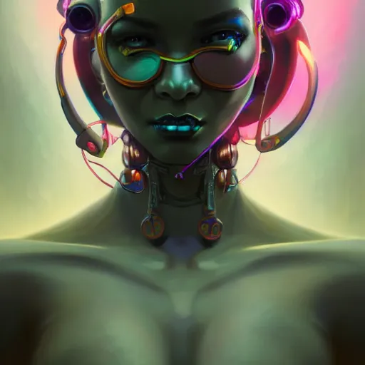 Image similar to a portrait of a beautiful cybernetic voodoo woman, cyberpunk concept art by pete mohrbacher and wlop and artgerm and josan gonzales, digital art, highly detailed, intricate, sci-fi, sharp focus, Trending on Artstation HQ, deviantart, unreal engine 5, 4K UHD image