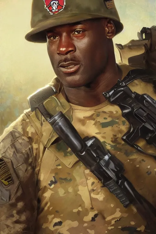 michael jordan wearing a us soldier uniform and gun, | Stable Diffusion ...