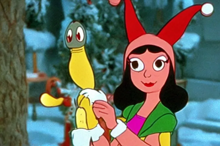 Prompt: Louise Belcher in a still from the movie Pinocchio's Christmas (1980)