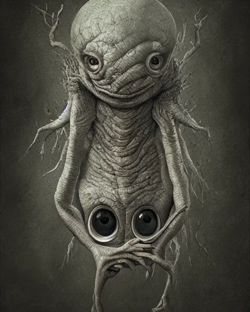 Prompt: a painting of a strange creature by anton semenov