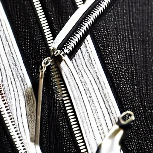 Image similar to a close up on a zipper ripping a black dress