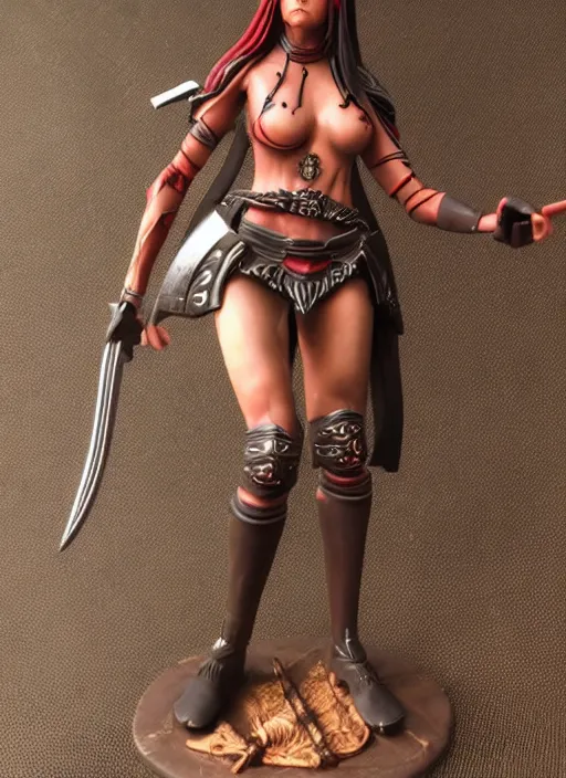 Image similar to 80mm resin detailed miniature of a Dark Elf Female, Dagger, red skin, Product Introduction Photos, 4K, Full body