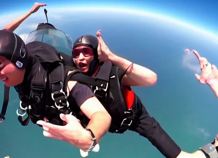 Prompt: Skydiving into a black hole, go pro footage