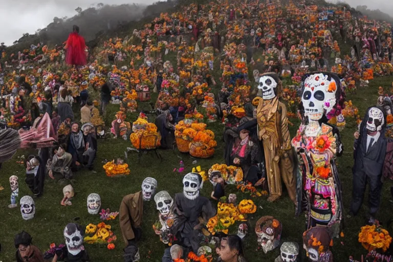 Image similar to cinematography dia de muertos in san magel de ayende by Emmanuel Lubezki