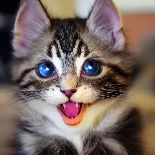 Prompt: a photo of a cute ahegao kitten