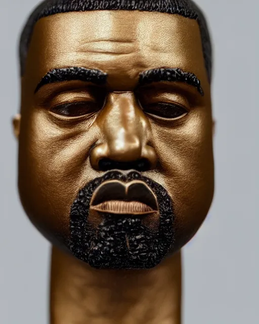 Image similar to highly detailed closeup, face profile portrait of a kanye west as a solid gold statue, depth of field, nicoletta ceccoli, mark ryden, lostfish, max fleischer, breathtaking, detailed and intricate environment, 8 k resolution, hyperrealistic, octane render