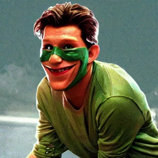 Prompt: tom Holland as The mask (1994)