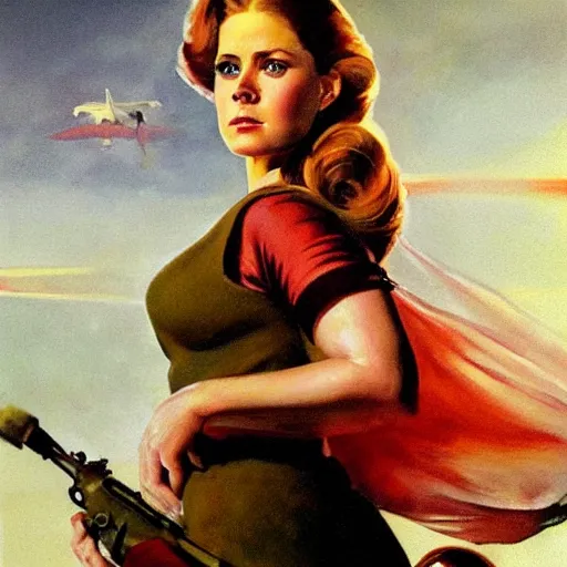 Prompt: ultra realistic portrait painting of amy adams in soviet russian propaganda, art by frank frazetta, 4 k, ultra realistic, highly detailed, epic lighting