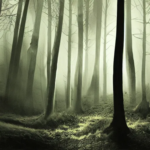 Image similar to deep forest scene, dark