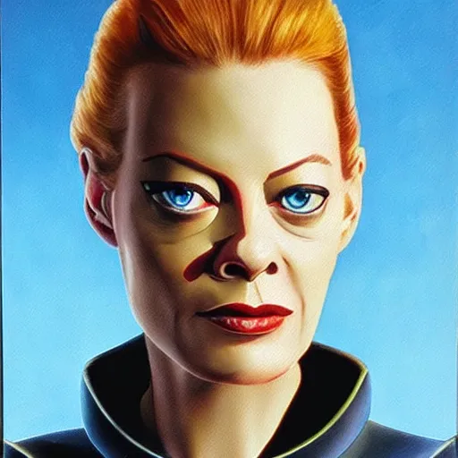 Prompt: seven of nine from star trek voyager. realistic concept art painting.