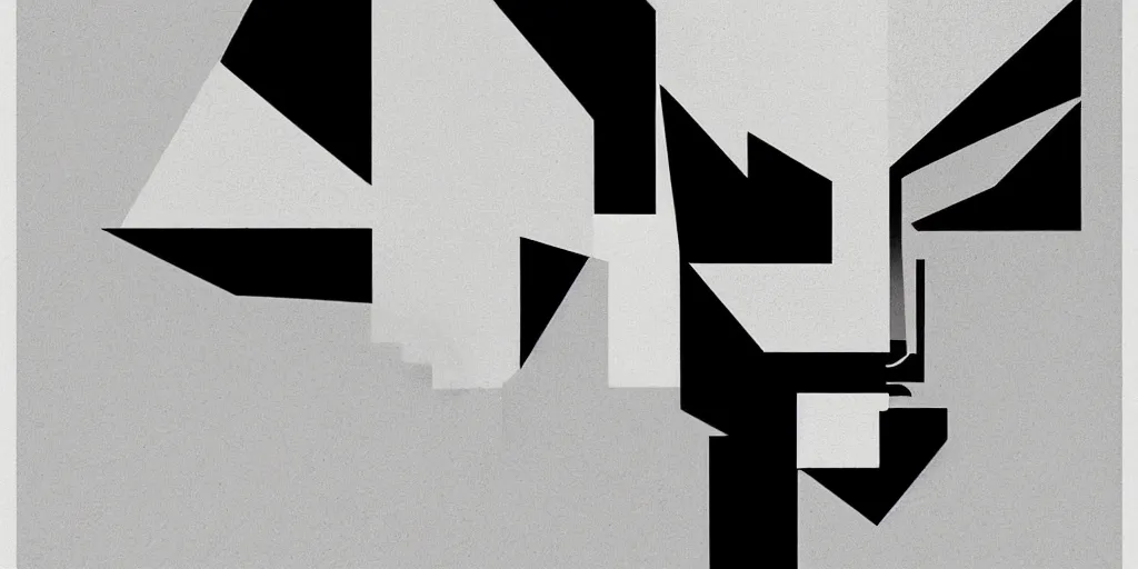 Image similar to highly detailed portrait of a portrait geometric face modernist bauhaus minimalism, by greg rutkowski and fujimoto tatsuki, dramatic lighting, dynamic pose, dynamic perspective