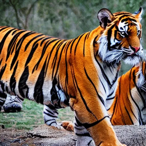 Image similar to a realistic photo of three tigers,