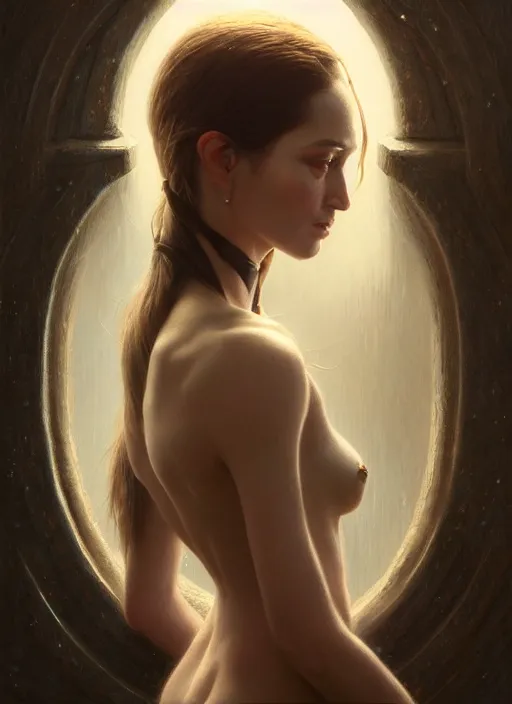 Image similar to Highly detailed portrait of a woman with a 1-foot long neck, fantasy art by Greg Rutkowski, Stanley Artgerm, Tom Bagshaw, global illumination, radiant light, detailed and intricate