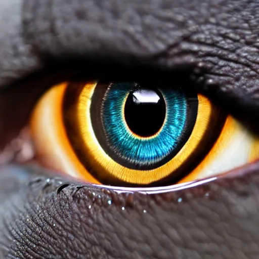 Prompt: ultra detailed photo, close up of elephant eye reflecting the camera