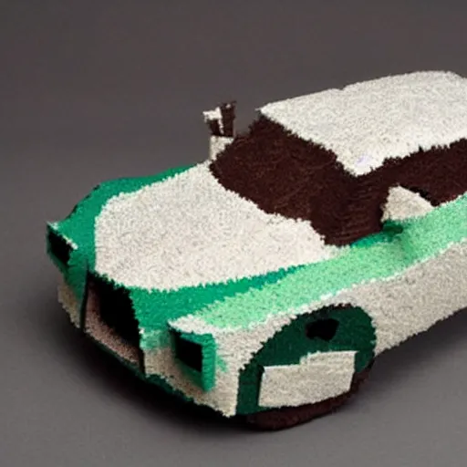 Prompt: car made from tissue