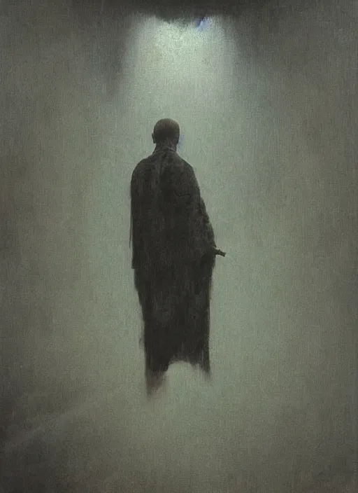 Image similar to Painting in a style of Beksinski featuring Vladimir Putin