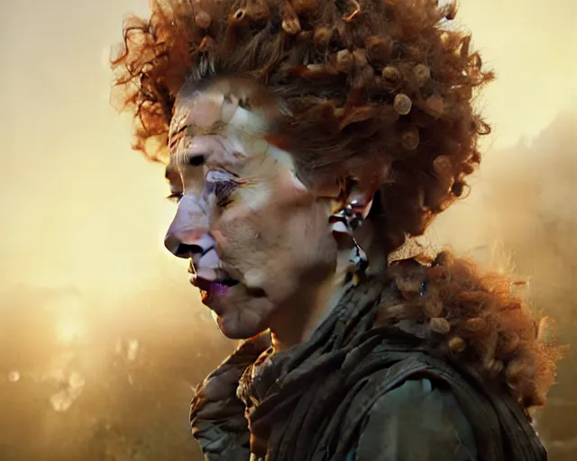 Image similar to highly detailed portrait of alex kingston, in the walking dead, stephen bliss, unreal engine, fantasy art by greg rutkowski, loish, rhads, ferdinand knab, makoto shinkai and lois van baarle, ilya kuvshinov, rossdraws, tom bagshaw, global illumination, radiant light, detailed and intricate environment