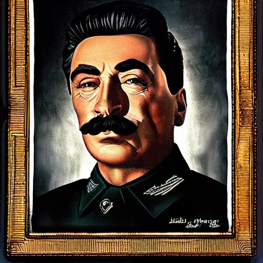 Image similar to portrait of josef stalin degraded abomination, photo - realistic, color image, 2 k, highly detailed, by h. r. giger