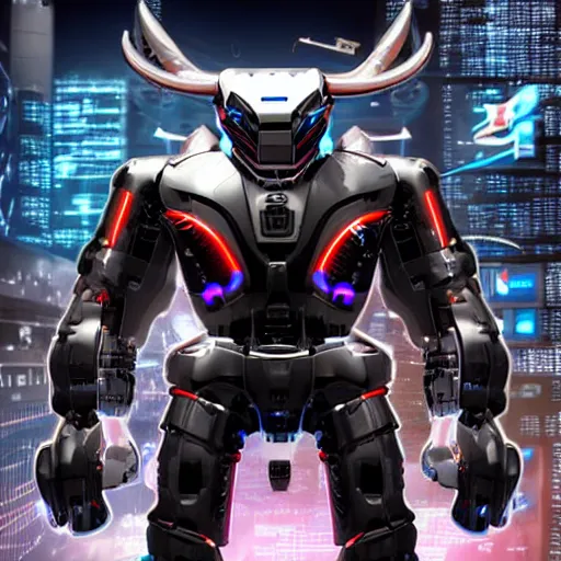 Prompt: a cybertronic bull