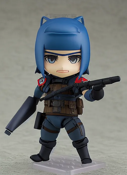 Image similar to a nendoroid of a kisame, metal gear solid, detailed product photo