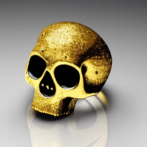 Image similar to a golden skull ring with diamonds around it, national treasure, made in 6 0 0 bc, old, photorealistic, white background, museum collection, 8 5 mm, kodak gold, protected, clean image, hd, uhd, 8 k, highly rendered