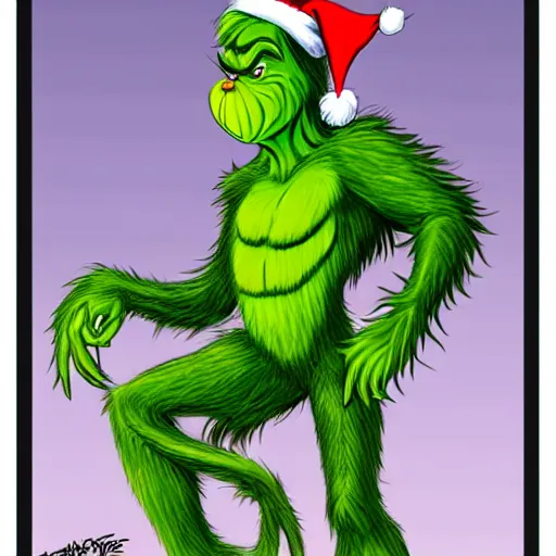 Image similar to The Grinch is a jacked muscle builder gigachad