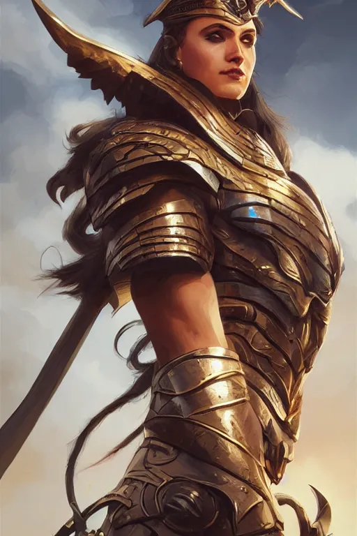 Image similar to amazon valkyrie athena, d & d, fantasy, portrait, highly detailed, headshot, digital painting, trending on artstation, concept art, sharp focus, illustration, art by artgerm and greg rutkowski and magali villeneuve