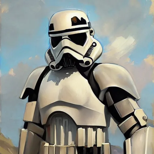 Prompt: greg manchess portrait painting of a fully armored stormtrooper as overwatch character, medium shot, asymmetrical, profile picture, organic painting, sunny day, matte painting, bold shapes, hard edges, street art, trending on artstation, by huang guangjian and gil elvgren and sachin teng