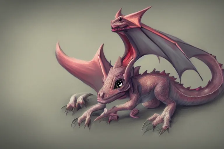 Image similar to full body digital illustration of a cute baby dragon by randy Vargas, pastel, concept art, matte background, deviantArt, artstation