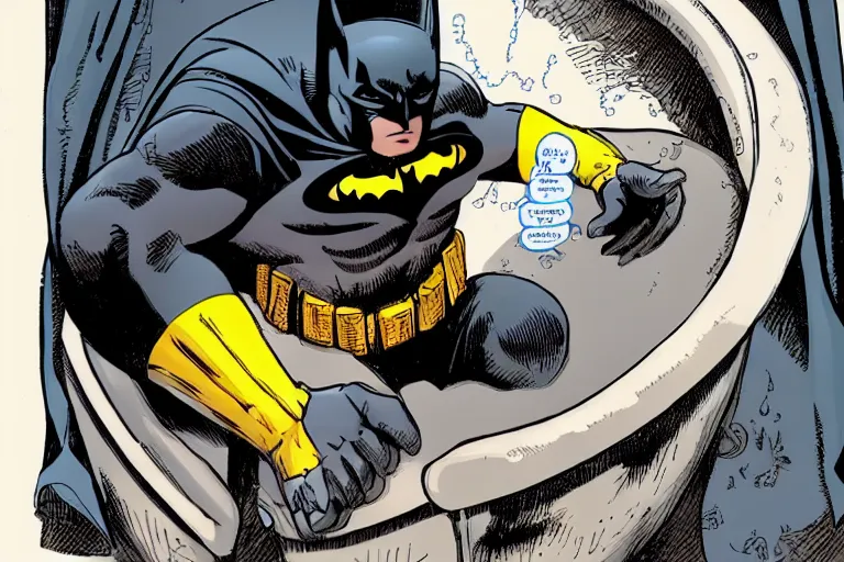 Image similar to batman bathing in the toilet