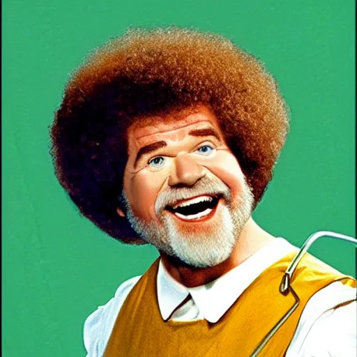 Image similar to bob ross screaming as dorothy in wizard of oz