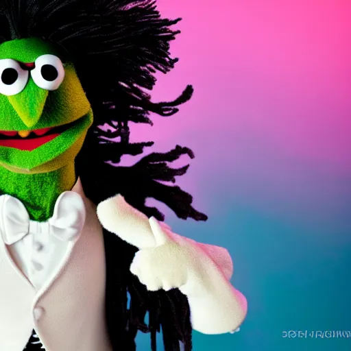 Prompt: a muppet of edward scissorhands, sharp focus, 4 k editorial photograph, soft lighting