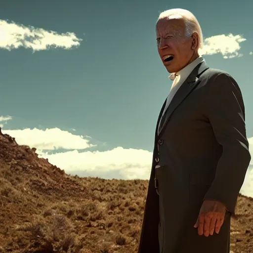 Prompt: joe biden as an old western sheriff, film still, cinematic lighting, 4 k uhd