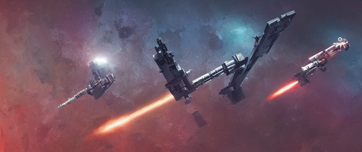 Image similar to illustration, a single small spaceship, deep space exploration, alone, the expanse tv series, industrial design, battlestar galactica tv series (2004), cinematic lighting, 4k, greebles, widescreen, wide angle, sharp and blocky shapes, hubble photography, the final frontier, beksinski, neon lights