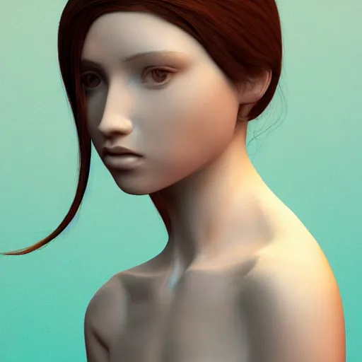 Prompt: a 3 d render of a young beautiful woman made from marble, in the style of constantin brancusi, wes anderson background, casual clothing, modern, artgem, portrait, boris valejo, kawaii hairstyle, pastel colors, colorful, octane render, digital painting, details, unreal engine, museum piece, dynamic light,