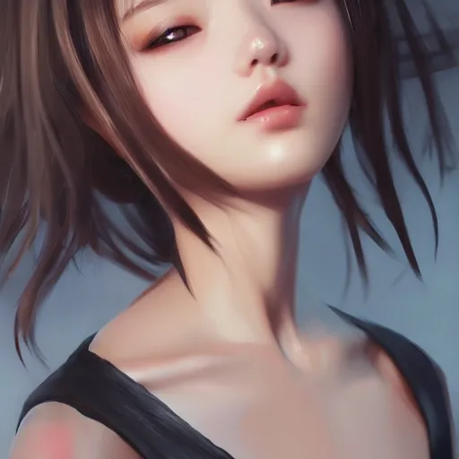 Image similar to cute girl art drawn full HD 4K highest quality realistic beautiful gorgeous natural artstyle by WLOP, Taejune Kim, yan gisuka, JeonSeok Lee, artgerm, Ross draws, zeronis, Chengwei Pan on artstation