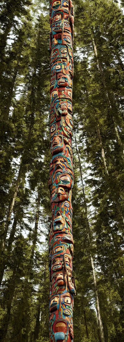 Prompt: totem pole l - tree fractal by callebaut, erik johansson, kim keever,