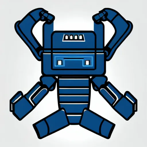 Prompt: a vectorized, 3 d, blue - grey gear, robot icon, depth