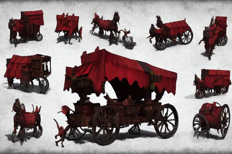 Image similar to 3d sculpt of a gothic circus wagon, artstaton, League of Legends, red dead redemption2, overwatch, digital illustration