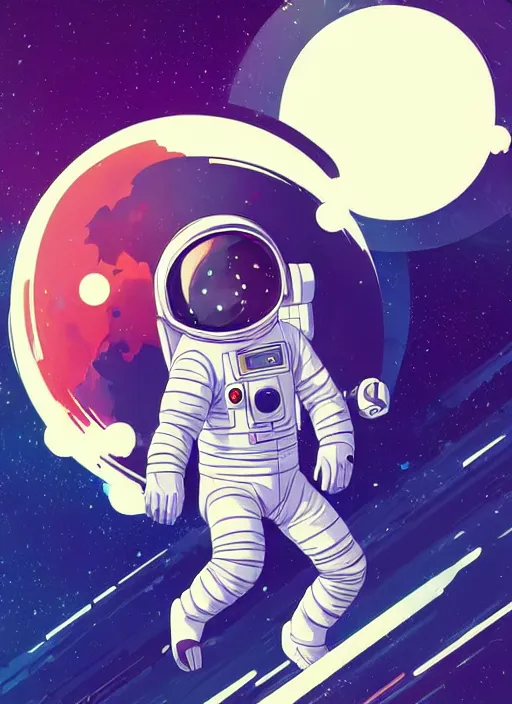 Image similar to an astronaut floating in space. clean cel shaded vector art. shutterstock. behance hd by lois van baarle, artgerm, helen huang, by makoto shinkai and ilya kuvshinov, rossdraws, illustration, art by ilya kuvshinov